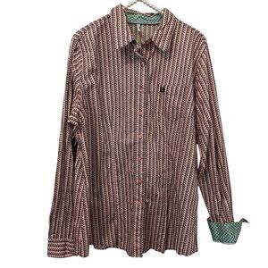 Cinch Shirt Womens 2XL Geo Print Contrast Flip Cuff Western Rodeo Riding Cowgirl